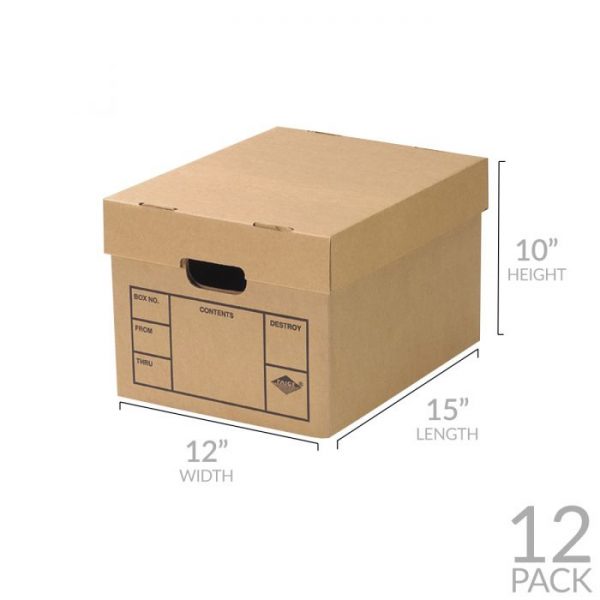 FILE STORAGE BOXES 12 PACK 200# STRENGTH